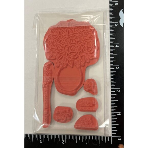 Rare Taylored Expressions Whimsical Wishes Rose Bouquet Rubber Stamp Set Of 6 - Picture 2 of 2